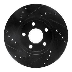 Chrysler Neon Brake Rotor (1) - Front Right - R1 Concepts - Drilled & Slotted - Black - `00-`05